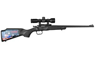 Crickett Package with Scope Black Youth 22 Long Rifle Bolt Action Rifle - 1 Round | 16.25" Barrel | Black Synthetic Stock | Synthetic | Blue/Black