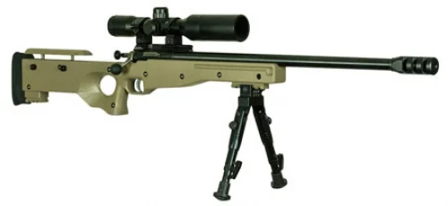 Crickett CPR Complete Package with Scope/Bipod 22 Long Rifle Bolt Action Rifle - 1 Round | 16.5" Barrel | Flat Dark Earth Stock | Synthetic | Blue/Black