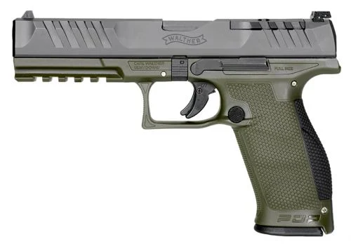 Walther Arms PDP Optic Ready 9mm, 5" Barrel, Green/Black, 18 Rounds - 18 Rounds | 5" Barrel | Black/Green