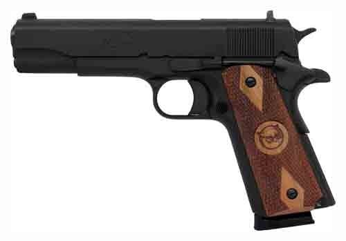 Iver Johnson Mil-Spec Matte 8+1 .45 ACP 5" - 8+1 Rounds | 5" Barrel | Wood Grips | Blue/Black | 2-Dot Sights