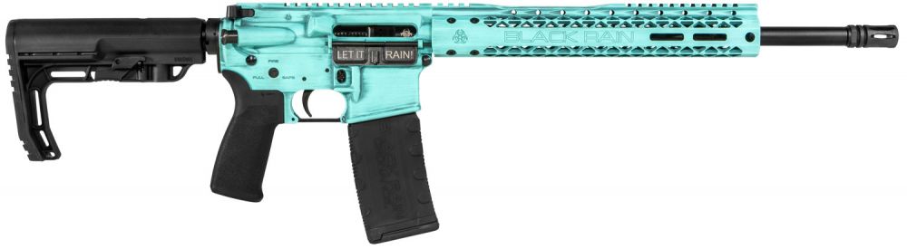 Black Rain Ordnance Spec15+ Fusion MFT Minimalist 223 Rem/5.56 NATO Semi Auto Rifle, 16" Barrel, Tiffany Blue, 30 Rounds - 30+1 Rounds | 16" Barrel | MFT Minimalist Stock