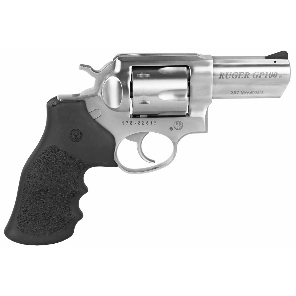 Ruger GP100 357 Magnum Revolver - 6 Rounds | 3" Barrel | Rubber Grips | Stainless/Silver