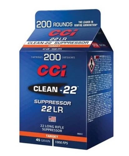 CCI Copper-22 Suppressor 22 LR 45 gr Lead Round Nose200rd Bx - Brass Casing