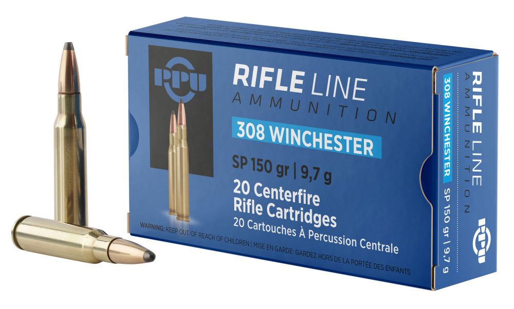 PRVI PPU308 Win Ammo 150gr Soft Point 20rd box - Brass Casing