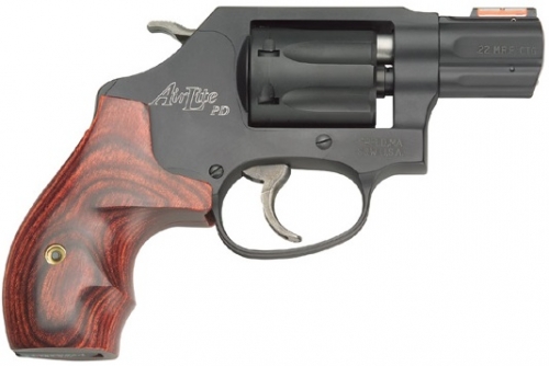 Smith & Wesson Model 351 Personal Defense 22 Magnum / 22 WMR Revolver - 7 Rounds | 1.87" Barrel | Wood Grips | Blue/Black | Fiber Optic Sights