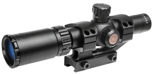 TruGlo TruBrite 30 1-4x 24mm Mil-Dot Reticle Rifle Scope - 3.75" Eye Relief | Wide Field of View | 1-4x Adjustable Magnification | 9.80" Length