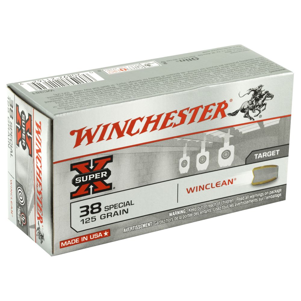 Winchester Win Clean .38 Spc 125 Grain Jacketed Flat Poin - Brass Casing