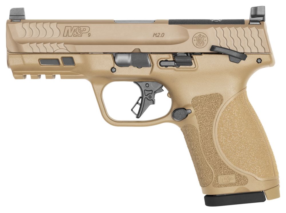 Smith & Wesson M&P9 M2.0 Compact 9mm Semi Auto Pistol - 10+1 Rounds | 4" Barrel | Polymer Grips | FDE/Tan