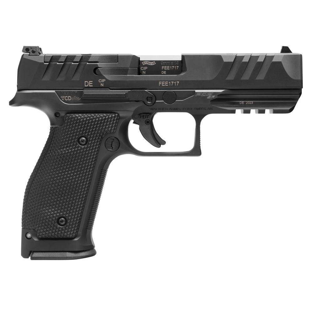 Walther Arms PDP Full Size 9mm 4.5" Barrel, Black, Steel Frame, Optic Ready, 18 Rounds - 18 Rounds | 4.5" Barrel | Polymer Grips | Blue/Black
