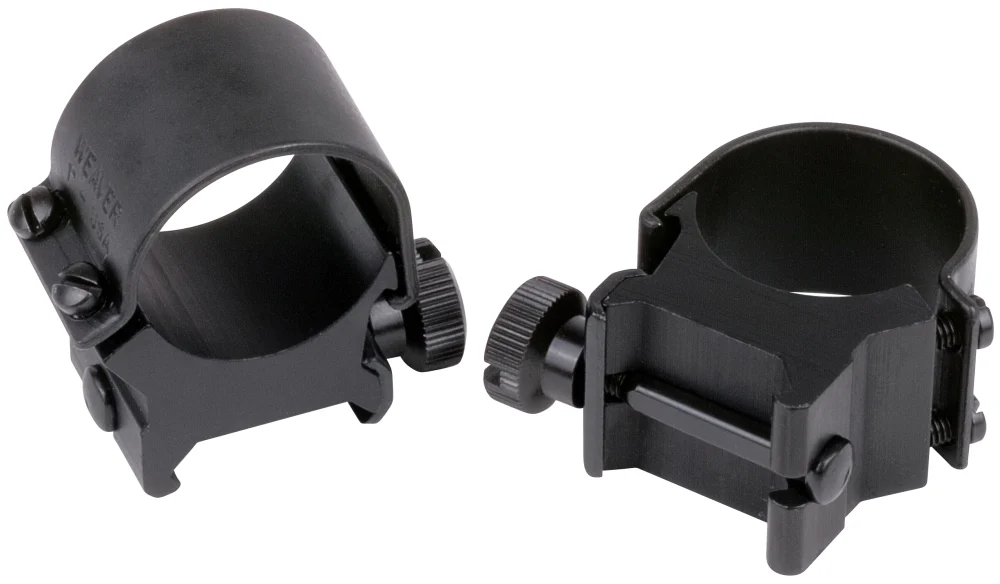 Weaver Mounts Top Mount Scope Ring Set Quick Detach For Rifle High 1" Tube Matte Black Aluminum - High Ring Height