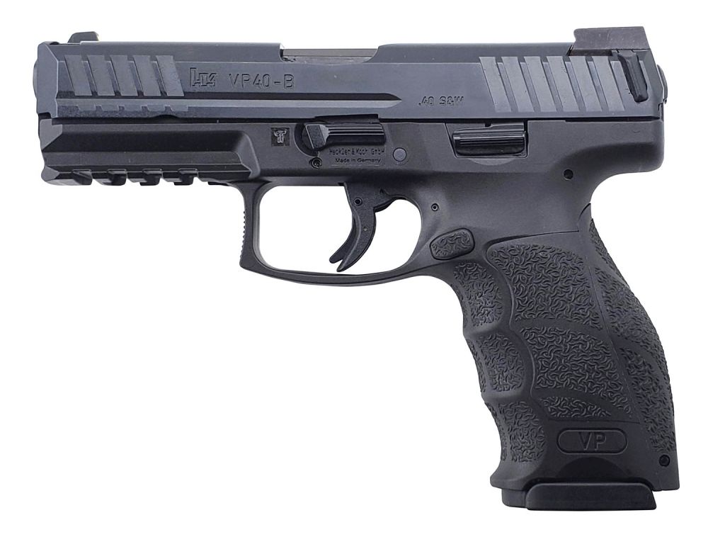 Heckler & Koch H&K VP40 40 S&W 4.09" 10+1 (2) Black Black Steel Slide Black Interchangeable Backstrap Grip Push Button - 10 Rounds | 4.09" Barrel | Blue/Black | Night Sights
