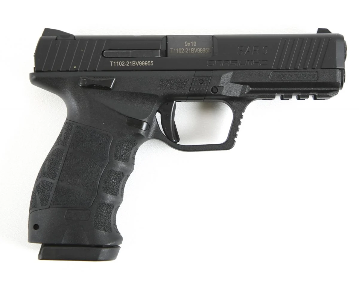 SAR USA SAR9 Black 9mm Pistol - 10+1 Rounds | 4.4" Barrel | Polymer Grips | Blue/Black | 3-Dot Sights