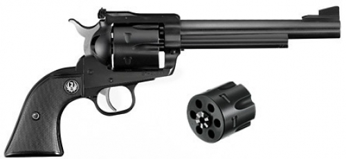 Ruger Blackhawk Convertible Blued 6.5" 357 Magnum / 9mm Revolver - 6 Rounds | 6.5" Barrel | Polymer Grips | Blue/Black | Adjustable Sights