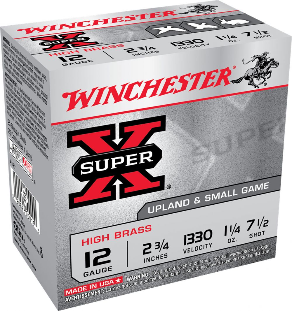 WinchesterSuper X High Brass 12 GA Ammo2.75" 1-1/4 oz#7.5 shot 1330fps - Brass Casing