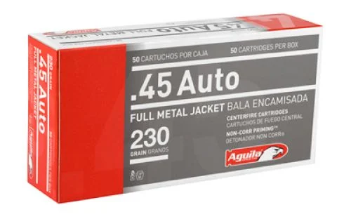 Aguila Target & Range Full Metal Jacket 45 ACP Ammo 230gr50 Round Box - Brass Casing