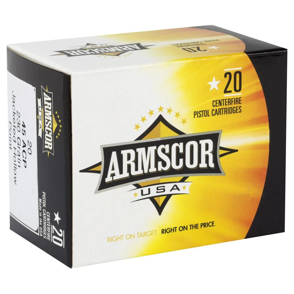 Armscor.45 ACP 230GR JHP 20/500 - Brass Casing
