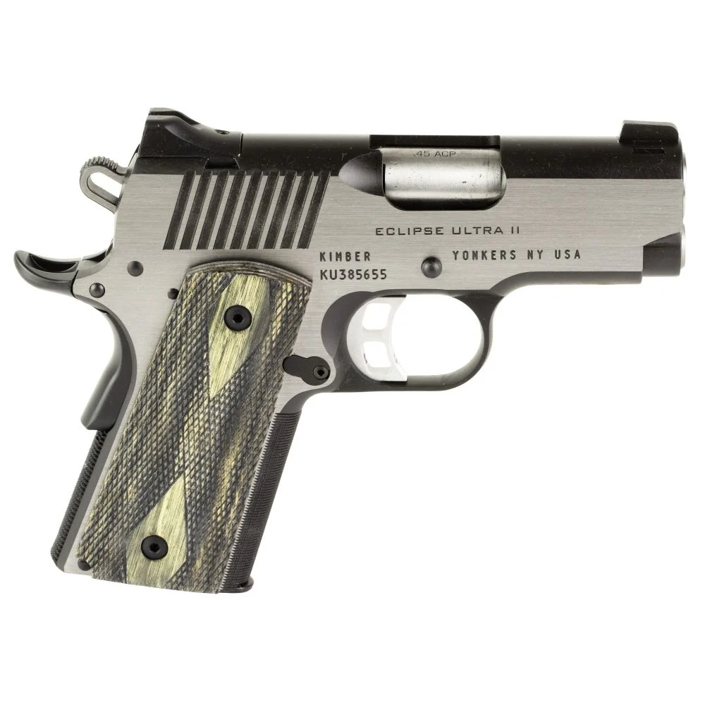 Kimber Eclipse Ultra II 45 ACP Semi Auto Pistol - 7+1 Rounds | 3" Barrel | Wood Grips | Stainless/Silver | Night Sights
