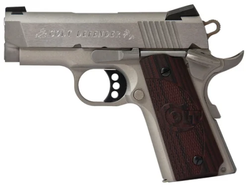 Colt 1911 Defender Compact 45 ACP Semi Auto Pistol - 7+1 Rounds | 3" Barrel | Stainless/Silver