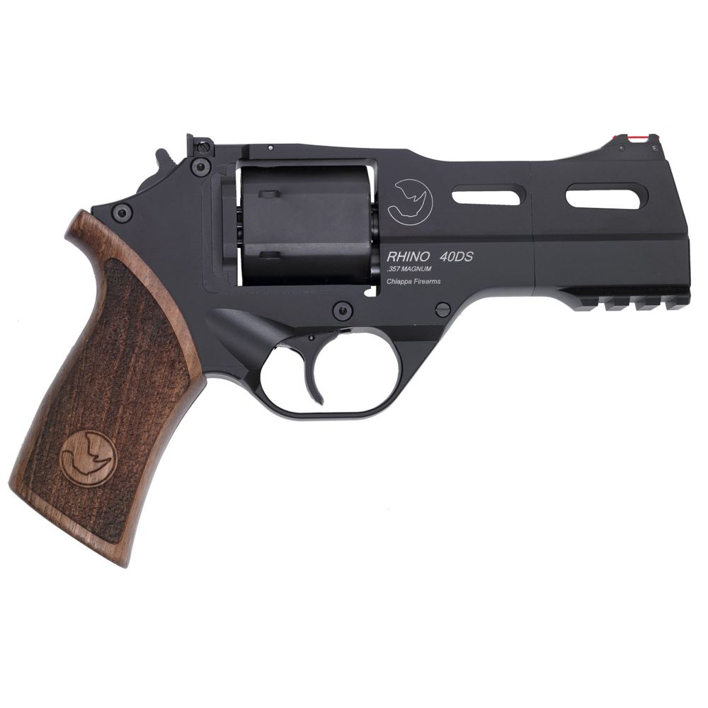 Chiappa Rhino 40DS Black Anodized 357 Magnum Revolver - 6 Rounds | 4" Barrel | Wood Grips | Blue/Black