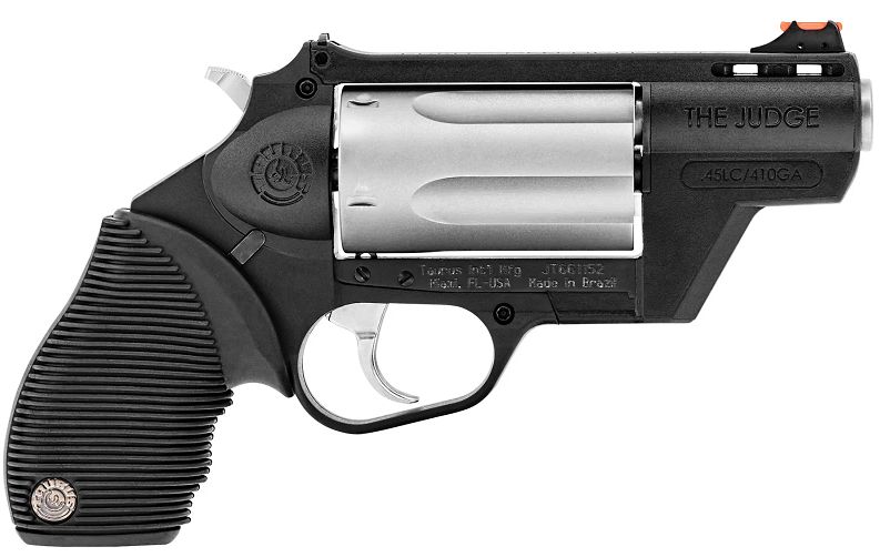 Taurus Judge Public Defender Polymer 410/45 Long Colt Revolver - 5 Rounds | 2" Barrel | Polymer Grips | Stainless/Silver | Night Sights