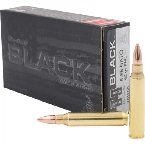 Hornady Black Full Metal Jacket 5.56 NATO Ammo 20 Round Box - Brass Casing