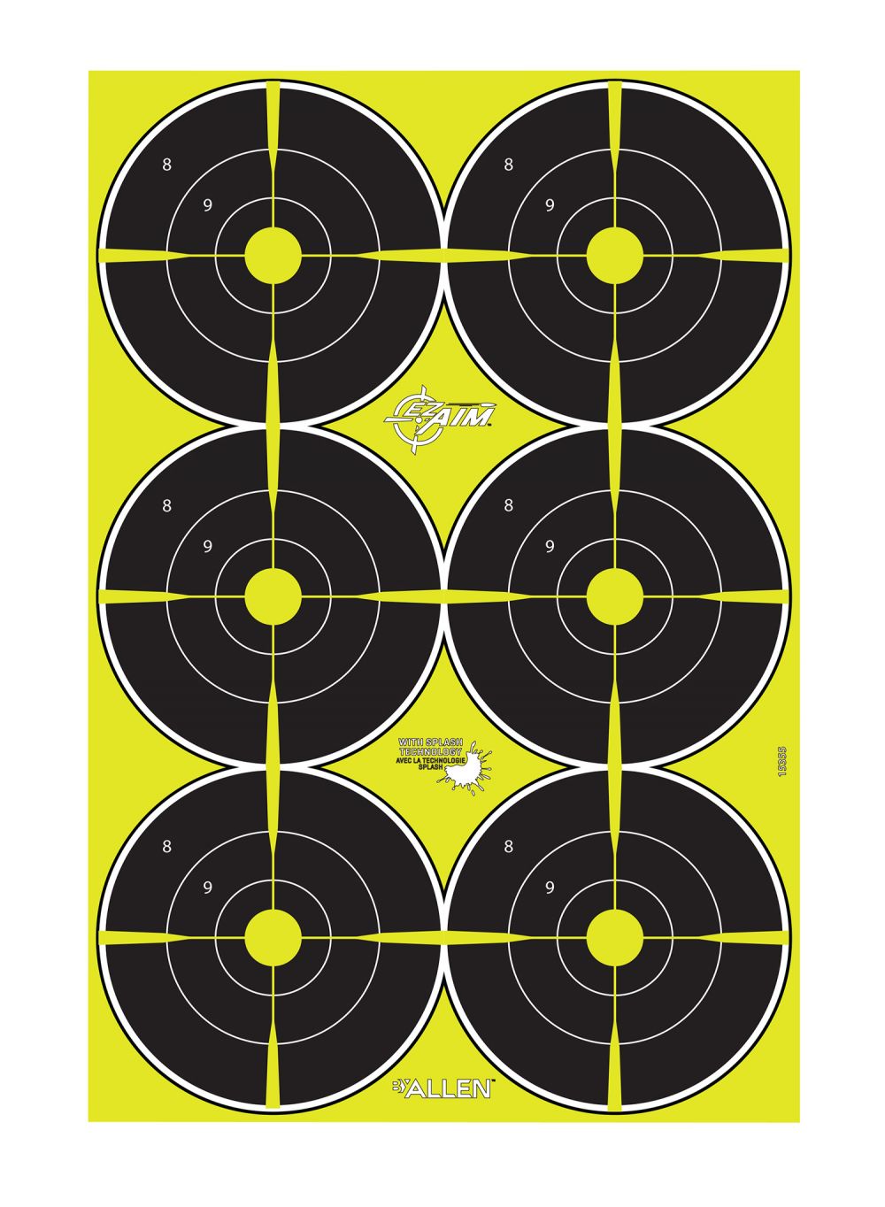 Allen EZ-Aim Splash Bullseye Non-Adhesive Paper Target 12.50" W x 18.25" H 8 Per Pkg