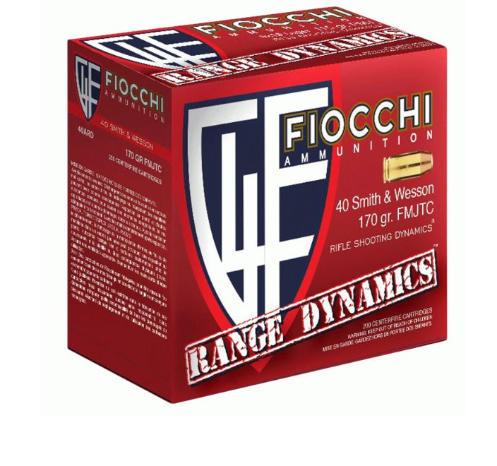 Fiocchi 40ARD100 Range Dynamics Pistol 40 S&W 170 gr Full Metal Jacket Truncated-Cone (TCFMJ) 100 Per Box - Brass Casing