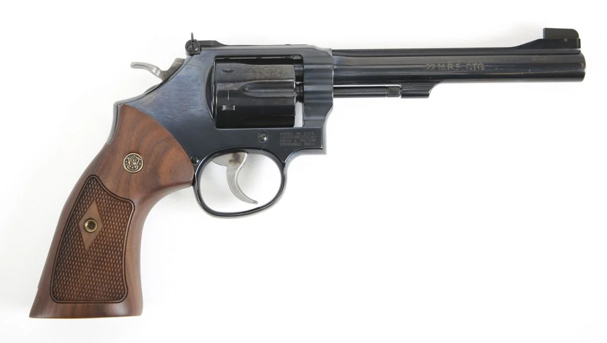 Smith & Wesson Model 48 Classic 6" 22 Magnum Revolver - 6 Rounds | 6" Barrel | Wood Grips | Blue/Black
