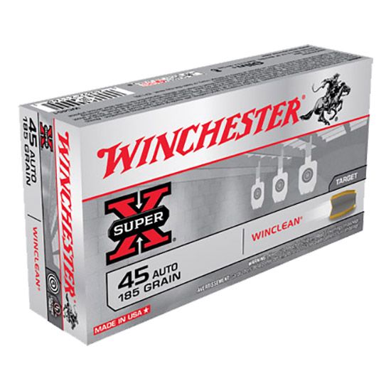 Winchester Super X Winclean Brass Enclosed Base Soft Point 45 ACP Ammo 185 gr 50 Round Box - Brass Casing