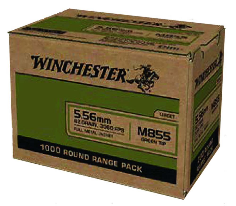 Winchester Full Metal Jacket 5.56x45mm NATO Ammo 62 gr 1000 Round Box - Brass Casing