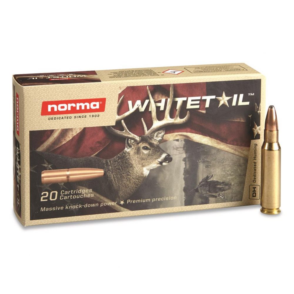 Norma WhiteTail Rifle Ammunition .308 Win 150gr PSP 2789 fps 20/ct - Brass Casing