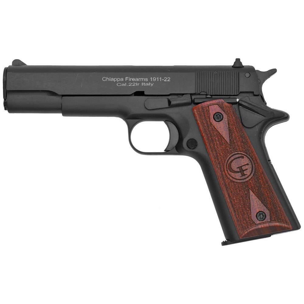 Chiappa 1911-22 .22 LR Semi Auto Pistol - 10 Rounds | 5" Barrel | Wood Grips | Blue/Black | 3-Dot Sights