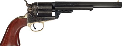 Cimarron 1851RM WB Hickok Blued Engraved 38 Special Revolver - 6 Rounds | 7.5" Barrel | Wood Grips | Blue/Black