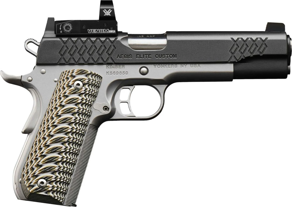 Kimber Aegis Elite Custom .45 ACP Semi Auto Pistol - 8 Rounds | 5" Barrel | Composite Grips | Stainless/Silver | Optics Included Sights