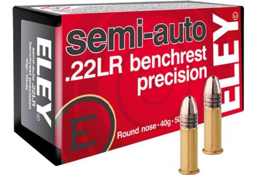 Eley Precision Lead Round Nose 22 Long Rifle Ammo 50 Round Box - Brass Casing