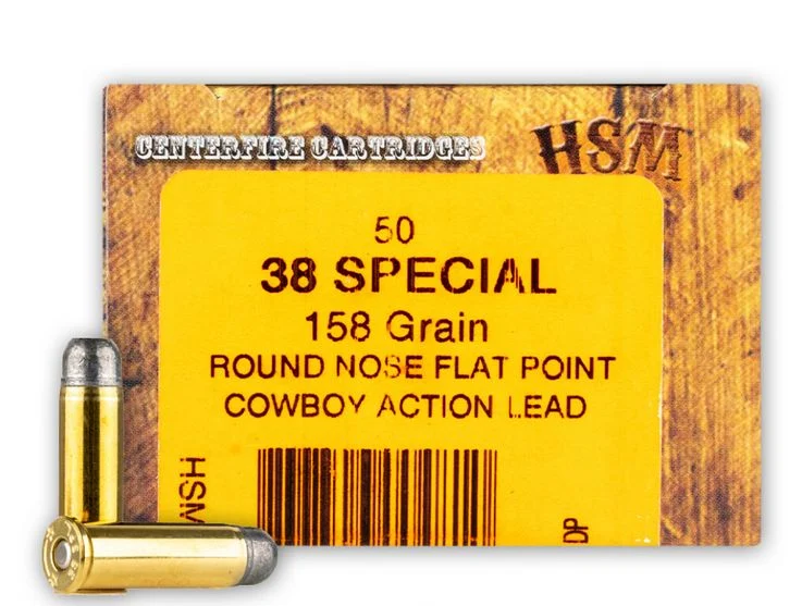 HSM Cowboy Action .38 Spc 158 GR RNFP 50 Bx/ 10 Cs - Brass Casing