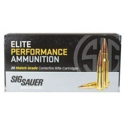 Sig Sauer Elite Marksman Open Tip Match Hollow Point 308 Winchester Ammo 20 Round Box - Brass Casing