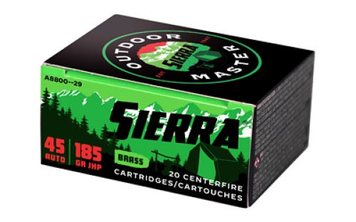 Sierra Outdoor Master Jacketed Hollow Point 45 ACP Ammo 20 Round Box - Brass Casing