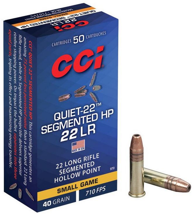 CCI Quiet .22 LRSegmented Hollow Point 40 GR 50rd box - Brass Casing