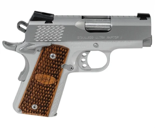 KIMBER .45 ACP STAINLESS ULT RAPT II - 7 Rounds | 3" Barrel | Wood Grips | Stainless/Silver | Night Sights