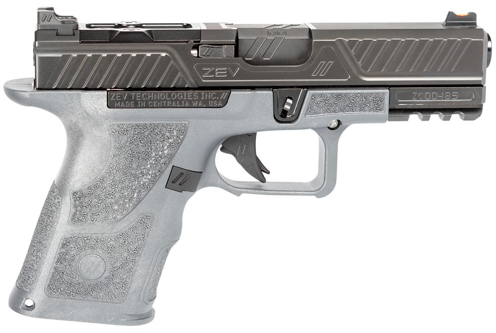 ZEV Technologies OZ9 Elite Compact Gray/Black 9mm Pistol - 15+1 Rounds | Polymer Grips | Blue/Black