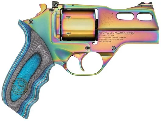 Chiappa Firearms Rhino Nebula 357 Mag 6rd 3" Rainbow PVD Steel Barrel & Cylinder Rainbow PVD Aluminum Frame with Blue Lamin - 6 Rounds | 3" Barrel