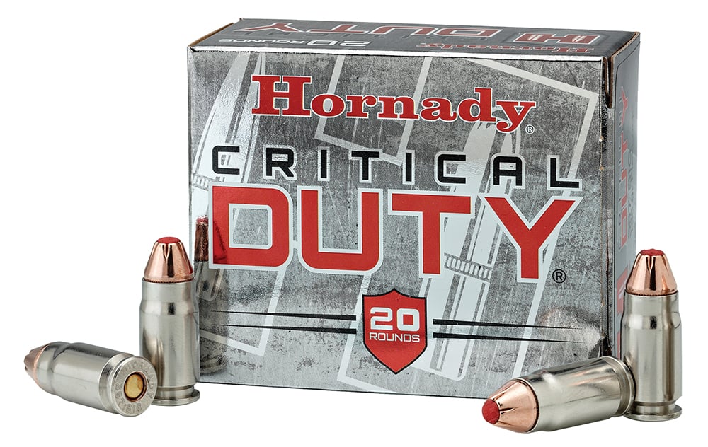 Hornady Critical Duty FlexLock 45 ACP Ammo 20 Round Box - Nickel Plated Brass Casing
