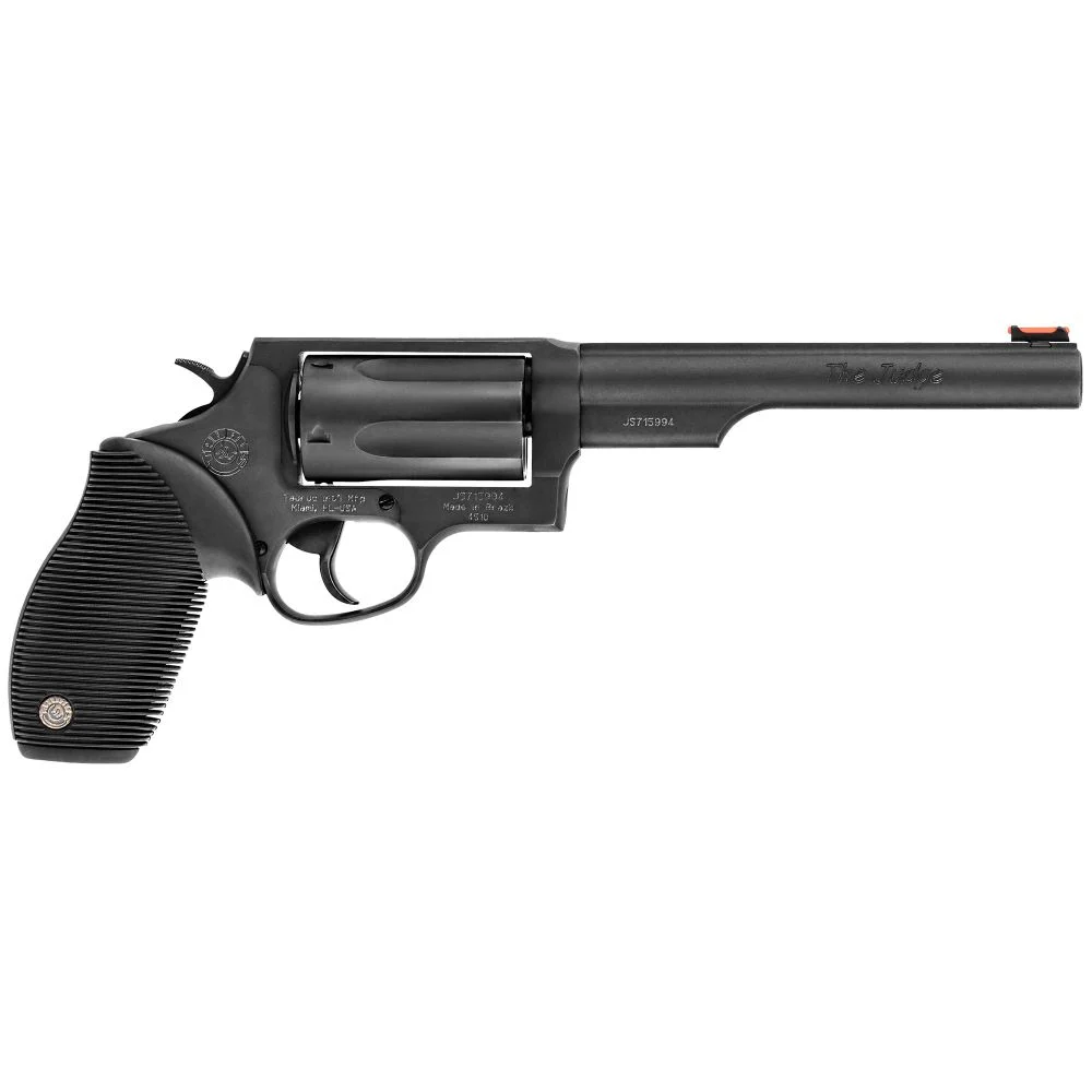 Taurus Judge Tracker Black 410/45 Long Colt Revolver - 5 Rounds | 6.5" Barrel | Polymer Grips | Blue/Black | Night Sights