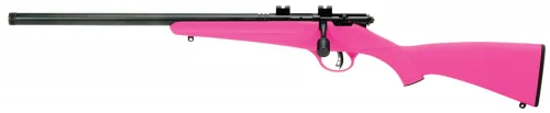 Savage Arms Rascal FV-SR Youth Left Hand Pink 22 Long Rifle Bolt Action Rifle - 1 Round | 16.125" Barrel | Pink Stock | Synthetic | Blue/Black