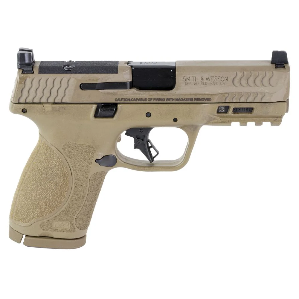 Smith & Wesson M&P 9 M2.0 Optic Ready Compact 9mm Semi Auto Pistol - 15 Rounds | 4" Barrel | Polymer Grips | FDE/Tan