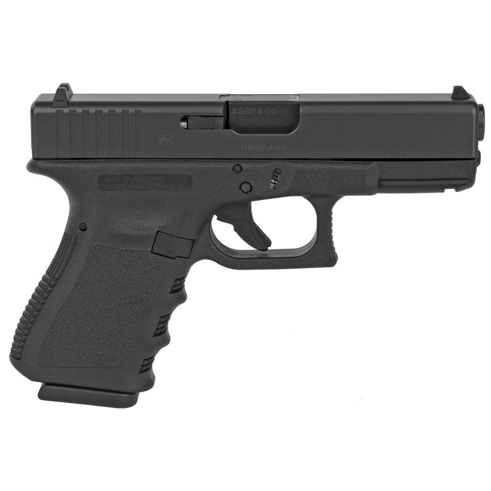 Glock G19 Gen 3 Compact 9mm Pistol- 15+1 Rounds | 4.01" Barrel | Polymer Grips | Blue/Black | Glock Fixed Rear Sights