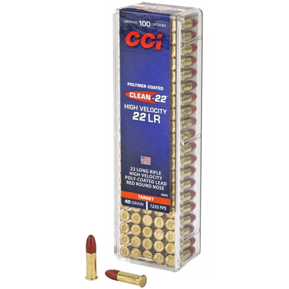 CCI Clean-22 High velocity .22 LR 40GR Lead Round Nose Poly-Coated - Brass Casing