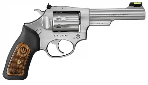 Ruger SP101 Standard 22 Long Rifle Revolver - 8 Rounds | 4.2" Barrel | Wood Grips | Stainless/Silver | Night Sights