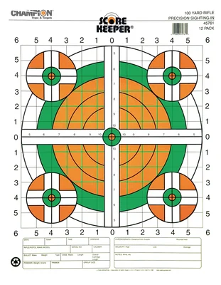 Fluorescent Score Keeper Targets 100 Yard Rifle Sight-In 100 Per